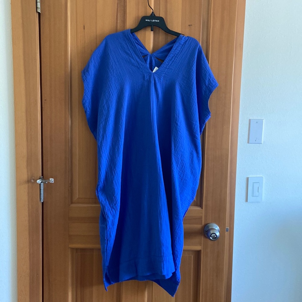 Atelier Delphine crescent caftan dress in Majorelle blue midi size xs